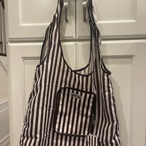 HENDRI BENDEL Zip Around Packable Tote - brown/white striped - NWT